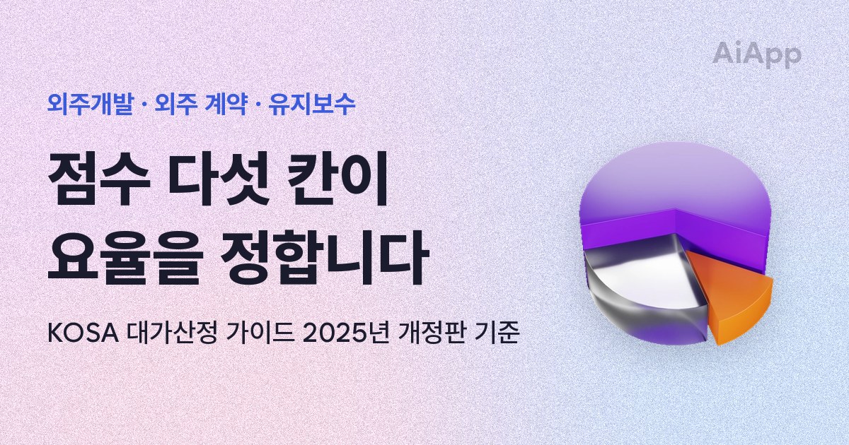 외주개발 · 외주 계약 · 유지보수 점수 다섯 칸이 요율을 정합니다 KOSA 대가산정 가이드 2025년 개정판 기준